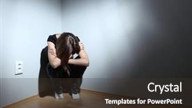  Presentation with postpartum depression - Audience pleasing presentation theme consisting of depressed girl - young woman suffering from severe backdrop and a tawny brown colored foreground
