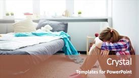  Presentation with depressed - Presentation theme featuring depressed girl background and a coral colored foreground