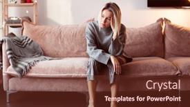 Presentation with sad woman lonely - Slide deck enhanced with depressed-lonely-unhappy-mental-woman background and a tawny brown colored foreground