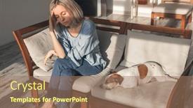  Presentation with sad woman lonely - PPT theme having depressed-lonely-unhappy-mental-woman background and a coral colored foreground