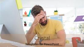  Presentation with executive transportation - Colorful presentation enhanced with depressed-male-executive-working backdrop and a coral colored foreground