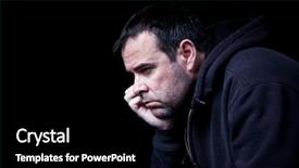  Presentation with contemplating - Presentation theme enhanced with depressed man contemplating his future shot on black background and a black colored foreground