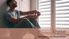  Presentation with mental-health - Slides enhanced with depressed-man-suffering-with-poor background and a coral colored foreground