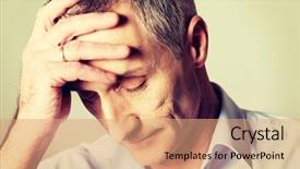  Presentation with depressed - Amazing PPT theme having depression - depressed mature man backdrop and a coral colored foreground