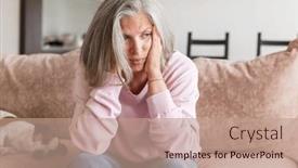  Presentation with depressed - Slides featuring depressed-mature-woman-sitting background and a coral colored foreground
