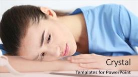  Presentation with medical worker - Audience pleasing slide deck consisting of depressed medical worker in her office closeup backdrop and a lemonade colored foreground