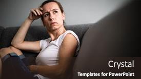 Presentation with sad woman lonely - Colorful slide set enhanced with depressed-mid-aged-woman backdrop and a tawny brown colored foreground