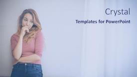  Presentation with sad woman lonely - Presentation theme with depressed-mid-aged-woman background and a sky blue colored foreground