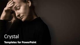  Presentation with sad woman lonely - PPT theme consisting of depressed-mid-aged-woman background and a black colored foreground