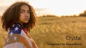  Presentation with african american teenager girl - Presentation featuring depressed mixed race african american background and a gold colored foreground