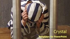  Presentation with prison - Cool new presentation design with depressed-prisoner-in-a-prison backdrop and a tawny brown colored foreground