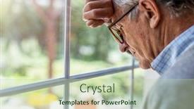  Presentation with isolation - Presentation theme with depressed-senior-man-in-isolation background and a mint green colored foreground