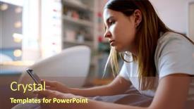  Presentation with mobile home - PPT theme having depressed-teenage-girl-lying background and a tawny brown colored foreground