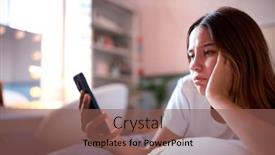  Presentation with mobile home - Theme with depressed-teenage-girl-lying background and a violet colored foreground