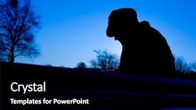  Presentation with winter scene - Presentation theme enhanced with human head silhouette - depressed thoughtful sitting background and a black colored foreground