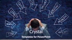  Presentation with depressed - Presentation theme having depressed tired businessman with hands on head background and a ocean colored foreground