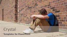  Presentation with upset - Beautiful PPT layouts featuring depressed-upset-teenage-student-sitting backdrop and a mint green colored foreground