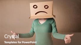  Presentation with naughty girl is standing - Theme featuring depressed woman - young girl standing and gesturing background and a coral colored foreground