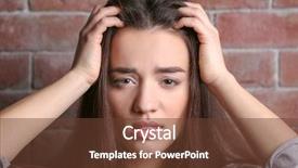  Presentation with brick wall - Beautiful PPT theme featuring depressed woman on brick wall backdrop and a  colored foreground