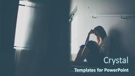  Presentation with medical face mask - Slide set featuring depressed-woman-wearing-medical-face background and a ocean colored foreground