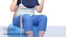  Presentation with tape measure - PPT theme enhanced with depressed woman with measure tape and weighing machine background and a teal colored foreground