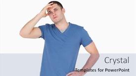  Presentation with depressed - Slide deck enhanced with depressed-young-man-against background and a  colored foreground