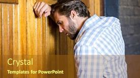  Presentation with man door - Theme enhanced with depressed-young-man-leaning background and a tawny brown colored foreground