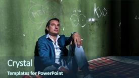  Presentation with obsolete - Slides enhanced with depressed young man thinking background and a ocean colored foreground