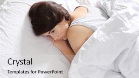  Presentation with child depressed - Beautiful presentation theme featuring depressed young woman lying backdrop and a white colored foreground