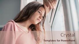  Presentation with teen - Presentation enhanced with depressed-young-woman-near-window background and a coral colored foreground