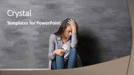  Presentation with depressed - Presentation enhanced with depressed young woman on grey background and a  colored foreground