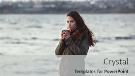  Presentation with depressed - Presentation design with depressed-young-woman-on-pier background and a light gray colored foreground