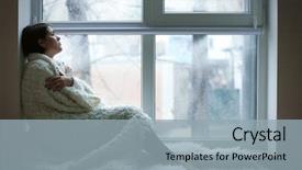  Presentation with depressed - Beautiful slide deck featuring depressed young woman sitting backdrop and a light blue colored foreground