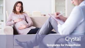  Presentation with pregnant woman doctor - Presentation design consisting of depression bipolar disorder - pregnant woman visiting psychologist doctor background and a coral colored foreground