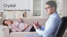  Presentation with doctor visiting family - Audience pleasing presentation theme consisting of depression bipolar disorder - pregnant woman visiting psychologist doctor backdrop and a  colored foreground