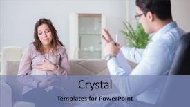  Presentation with doctor visiting family - PPT theme consisting of depression bipolar disorder - pregnant woman visiting psychologist doctor background and a teal colored foreground
