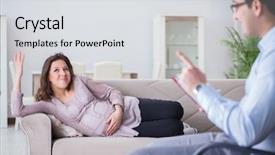  Presentation with pregnant woman doctor - Slides enhanced with depression bipolar disorder - pregnant woman visiting psychologist doctor background and a light gray colored foreground