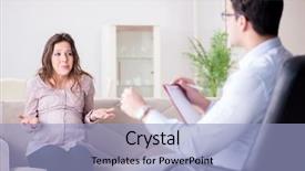 Presentation with pregnant woman doctor - PPT theme enhanced with depression bipolar disorder - pregnant woman visiting psychologist doctor background and a light blue colored foreground