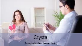  Presentation with doctor visiting family - PPT theme having depression bipolar disorder - pregnant woman visiting psychologist doctor background and a light blue colored foreground