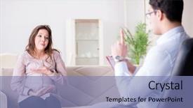  Presentation with doctor visiting family - Theme with depression bipolar disorder - pregnant woman visiting psychologist doctor background and a teal colored foreground