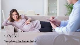  Presentation with pregnant depression - PPT theme enhanced with depression bipolar disorder - pregnant woman visiting psychologist doctor background and a light gray colored foreground