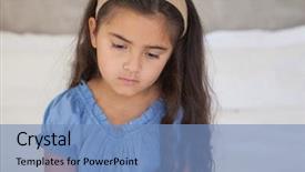  Presentation with sad children - PPT layouts enhanced with depression children - close-up of a sad young background and a teal colored foreground