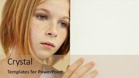  Presentation with depression children - Slide set consisting of depression children - closeup portrait of sad little background and a coral colored foreground