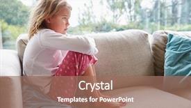  Presentation with depression children - PPT theme consisting of depression children - unhappy young girl sitting background and a coral colored foreground
