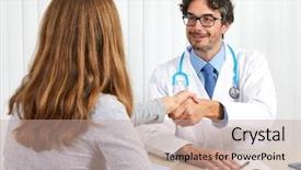  Presentation with asian doctor obese patient - PPT theme having depression medications - doctor with patient background and a coral colored foreground