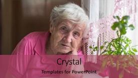  Presentation with elderly - Colorful PPT layouts enhanced with depression medications - elderly woman sitting backdrop and a violet colored foreground