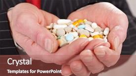  Presentation with elderly holding pills - Audience pleasing theme consisting of depression medications - man holding pills backdrop and a red colored foreground
