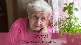  Presentation with elderly - Audience pleasing PPT layouts consisting of depression medications - portrait of elderly woman sitting backdrop and a violet colored foreground