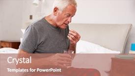  Presentation with bed - Amazing slides having depression medications - senior man sitting on bed backdrop and a  colored foreground