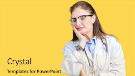  Presentation with new born doctor - Audience pleasing slide set consisting of depression problems with crossed arms backdrop and a  colored foreground